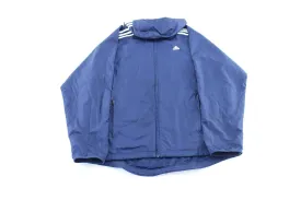 Adidas Embroidered Logo Blue & White Striped Hooded Jacket