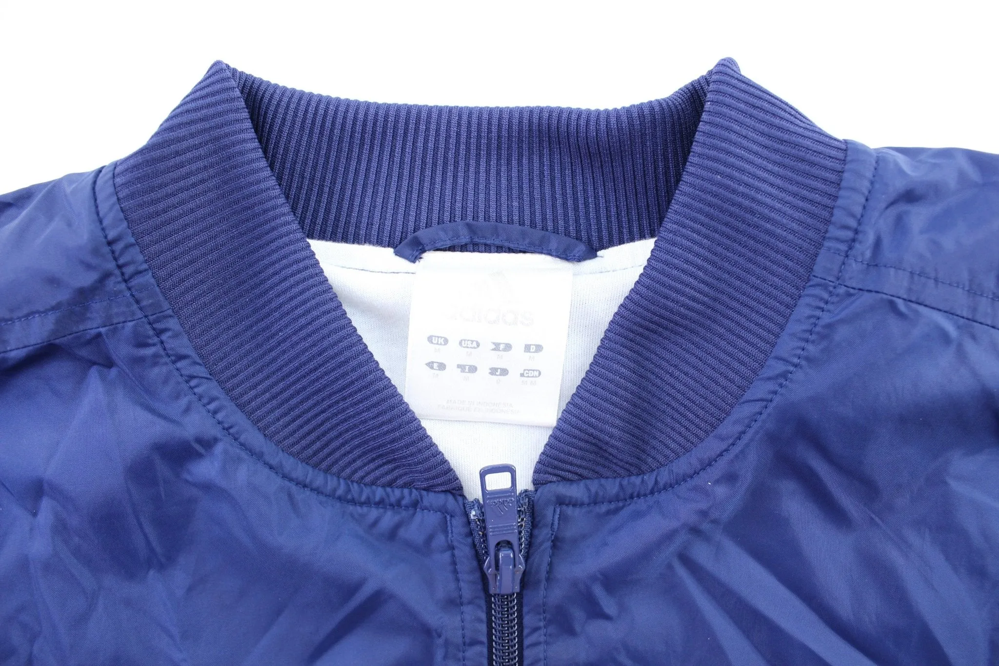 Adidas Embroidered Logo Blue & White Striped Windbreaker Jacket