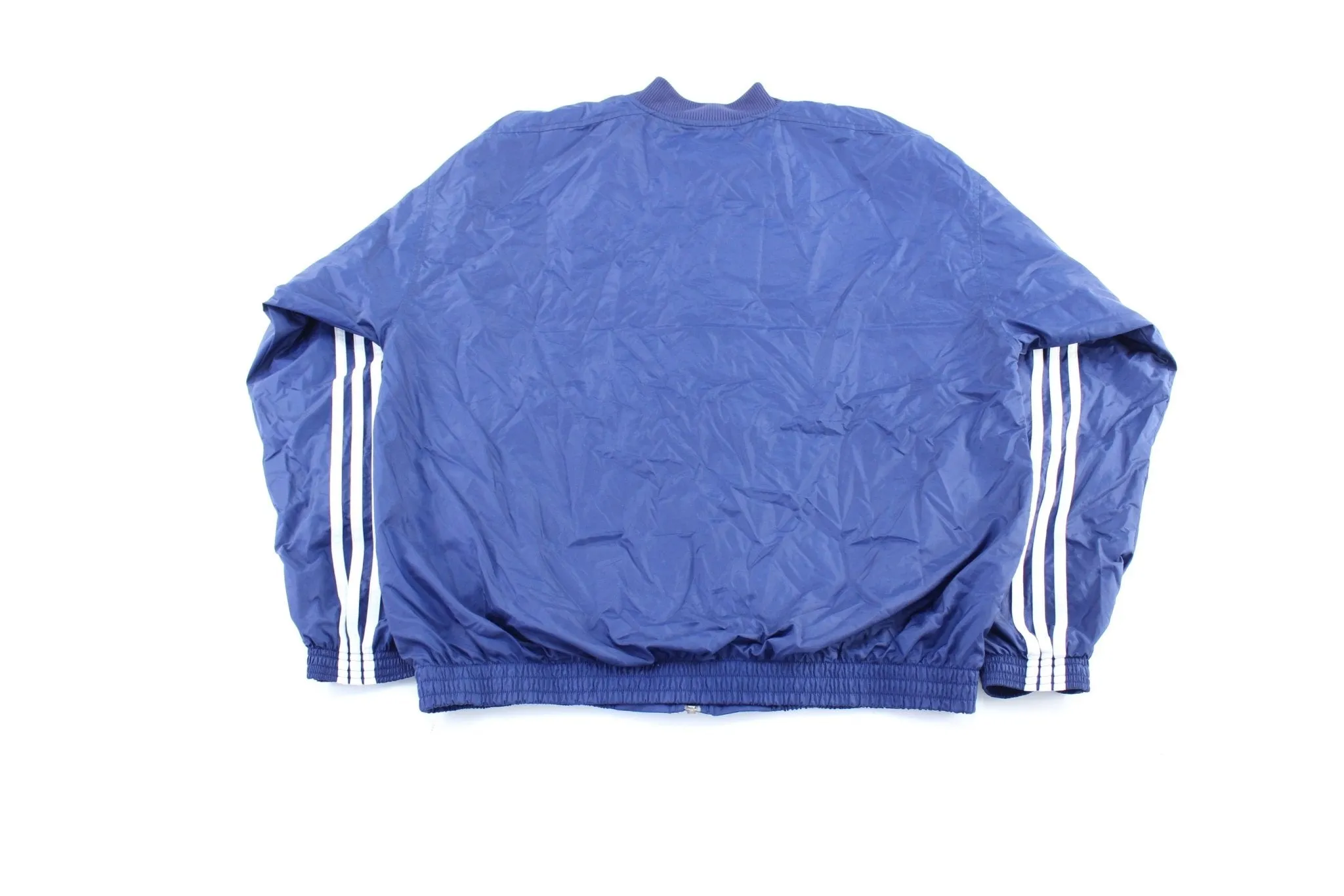 Adidas Embroidered Logo Blue & White Striped Windbreaker Jacket