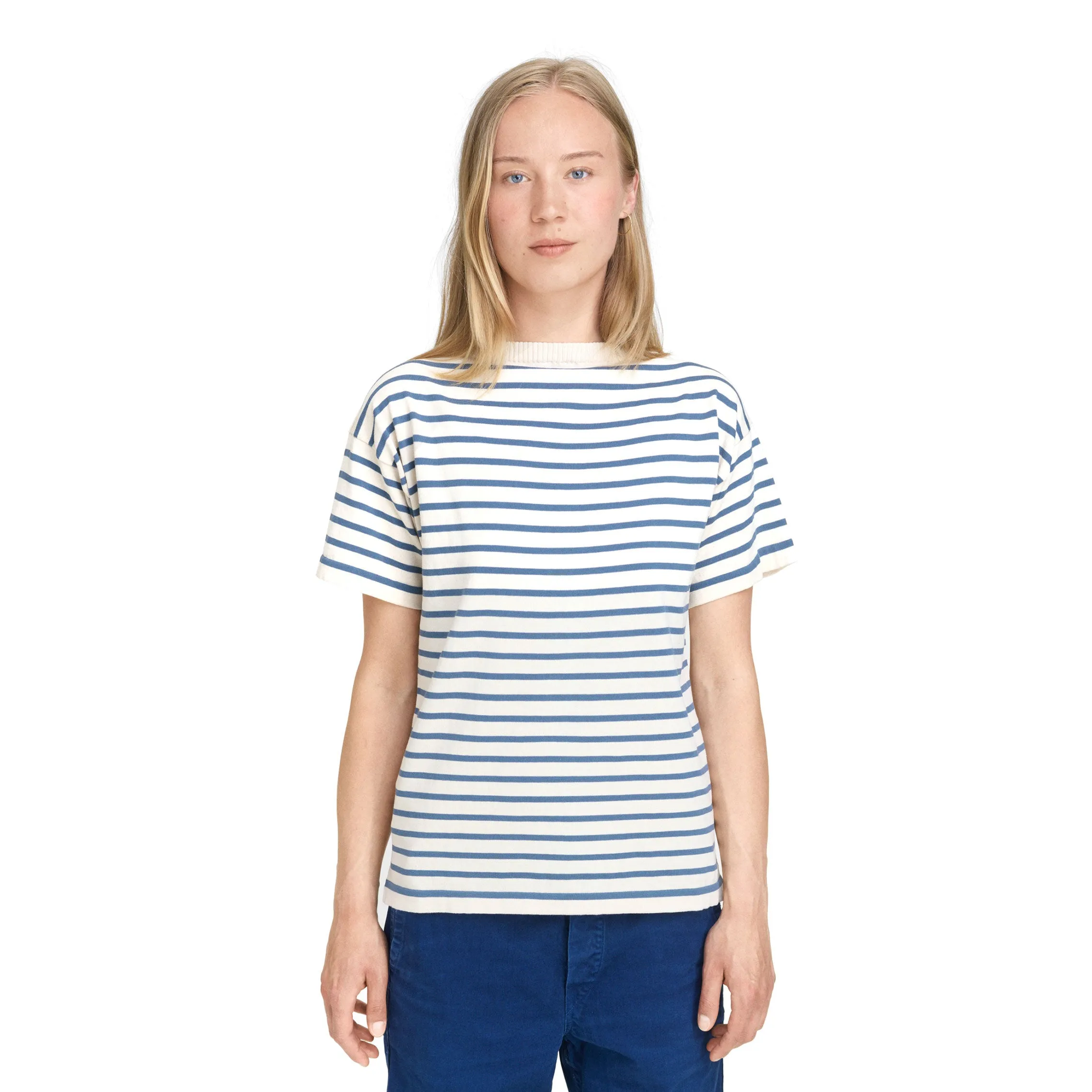 Boatsman Short Raw Cotton/Petroleum Stripe