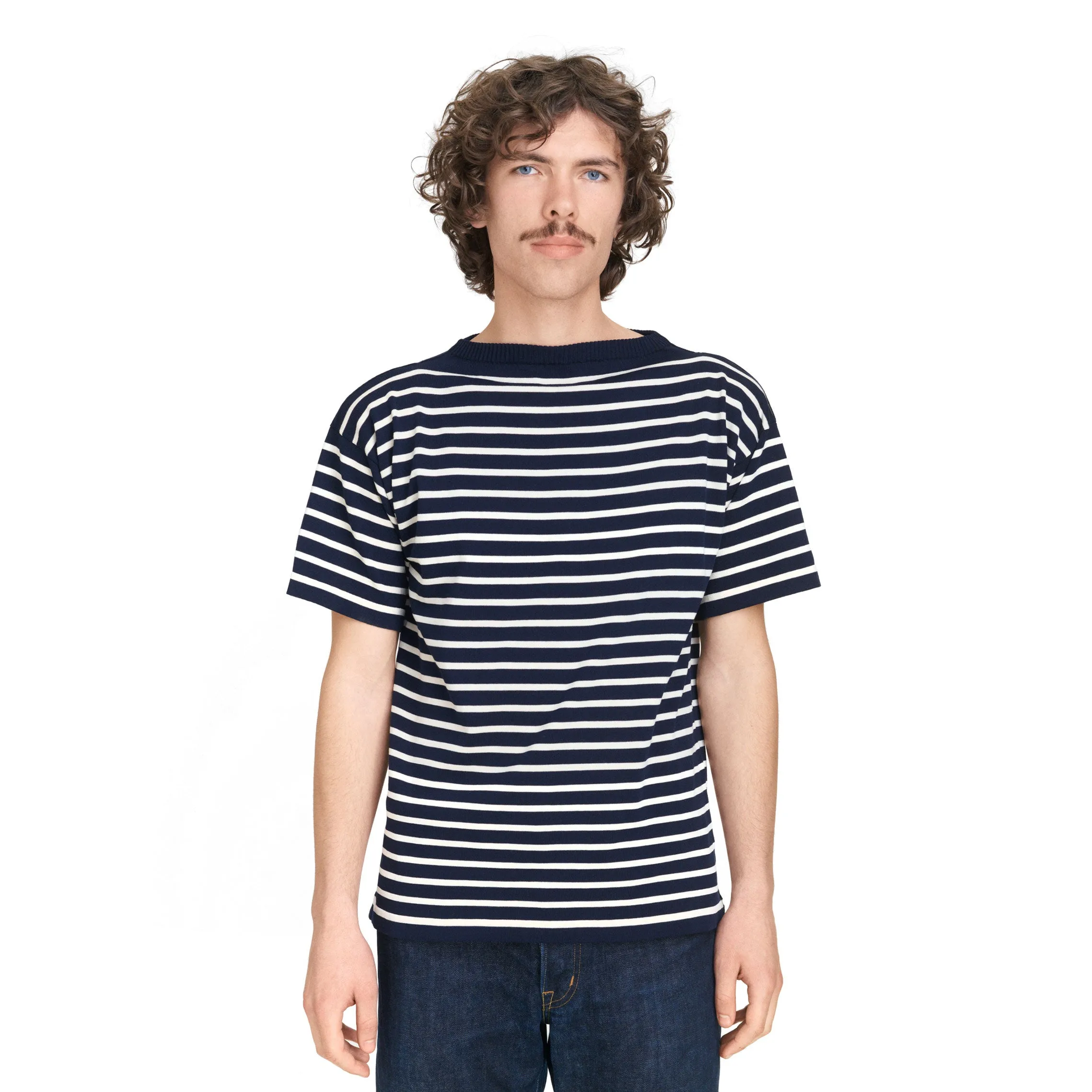 Boatsman Short Raw Cotton/Petroleum Stripe