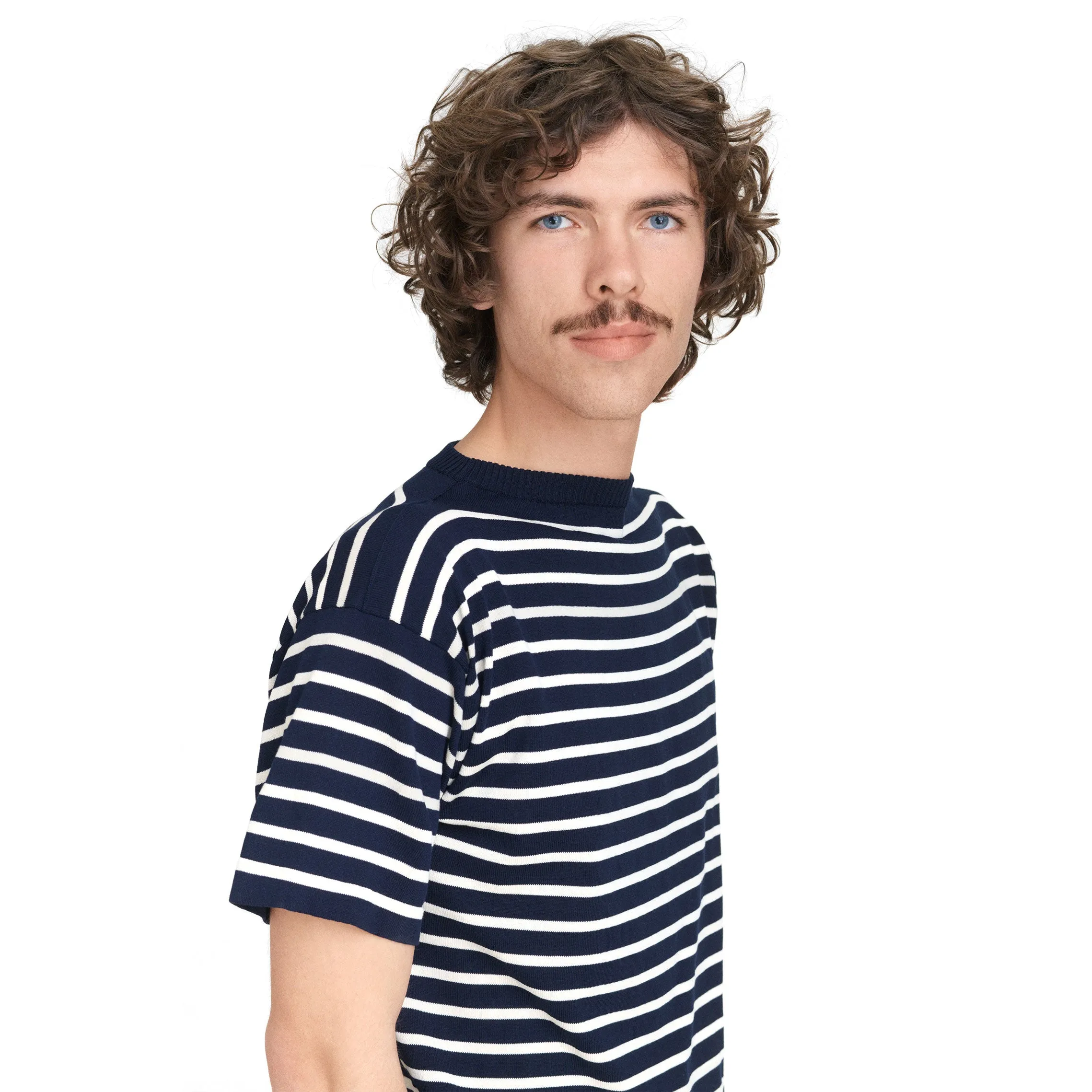 Boatsman Short Raw Cotton/Petroleum Stripe