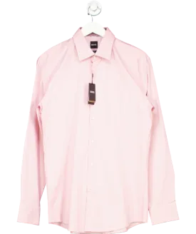 BOSS Pink Slim Fit Shirt In Easy Iron Stretch Cotton Poplin UK L