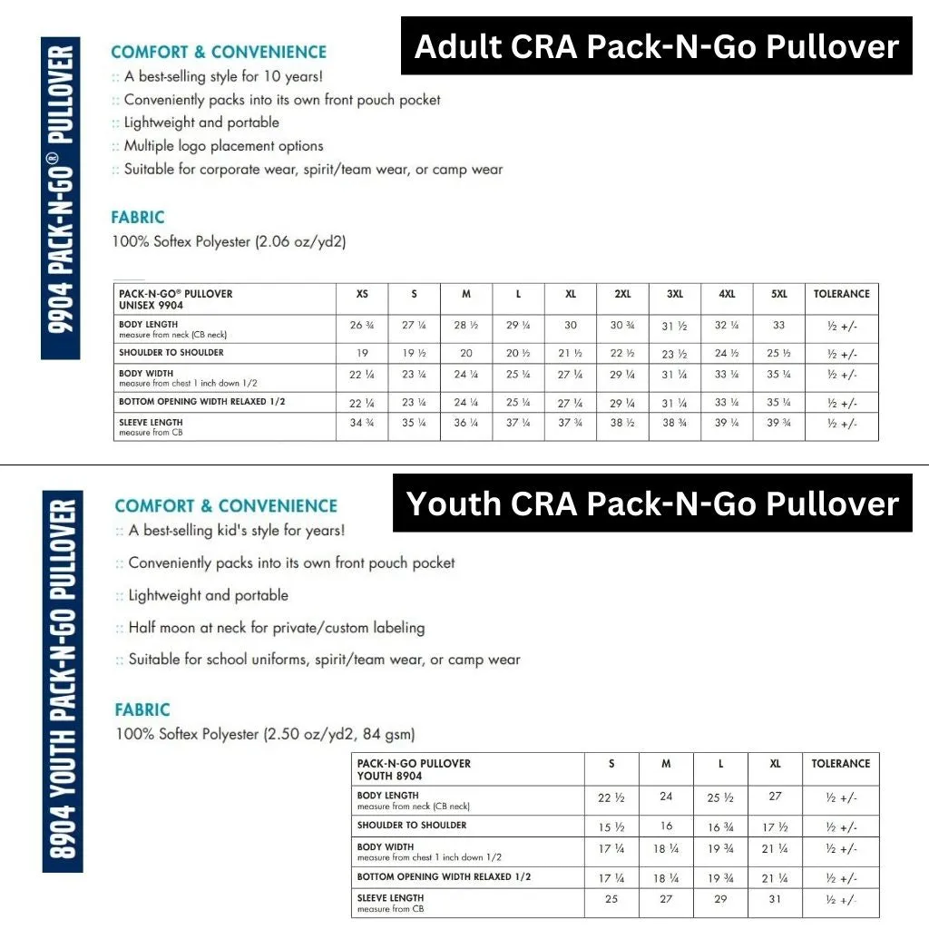 Castlio Elementary Youth and Adult Pack-N-Go Pullover