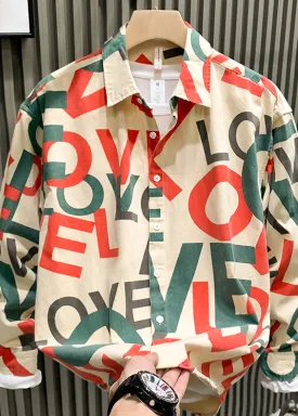 Casual Style Graphic Cotton Men Shirts Apparel Fall RO012