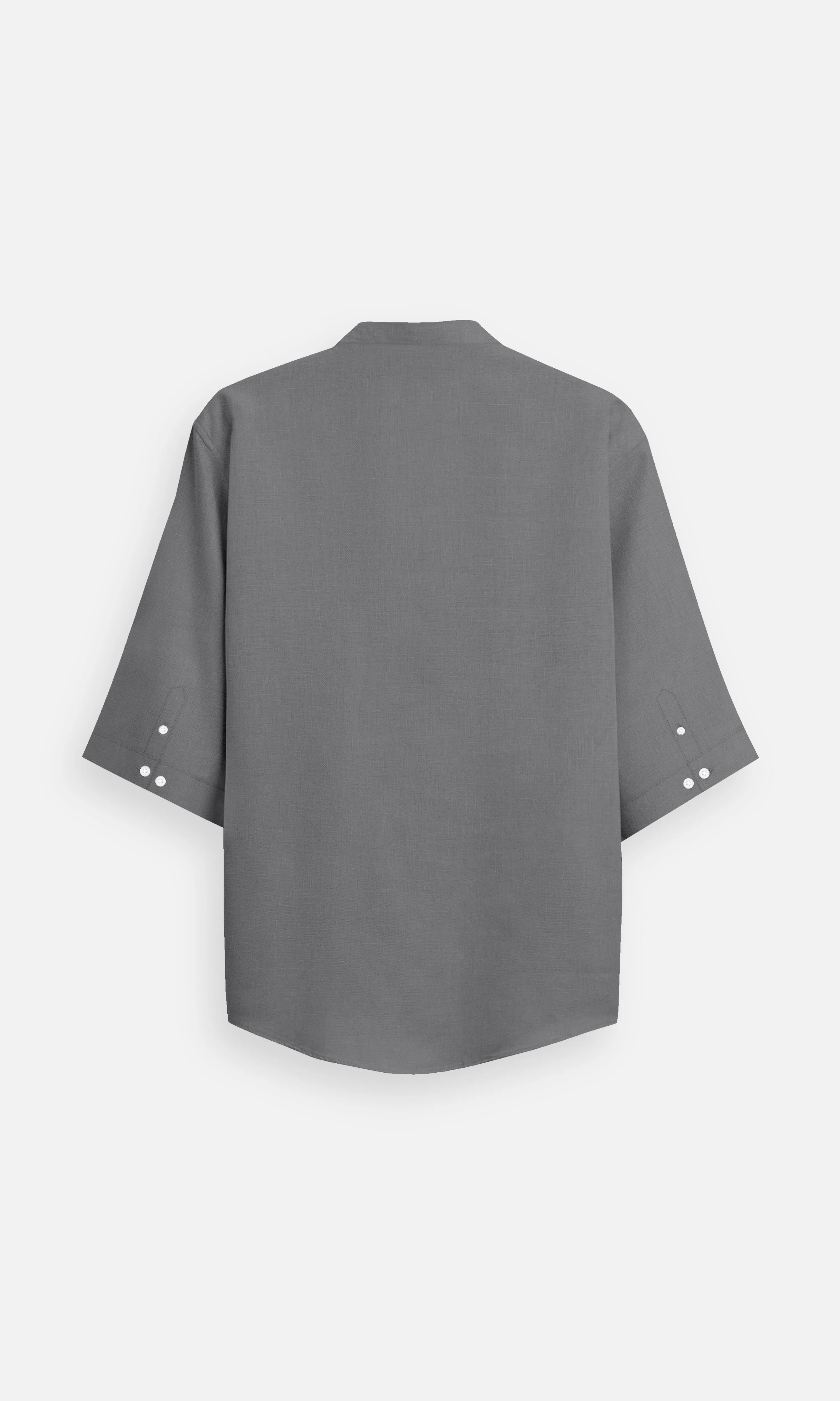 Charcoal Grey Plain Regular Wear Pure Linen Kurta Style Shirt - AddysForMen