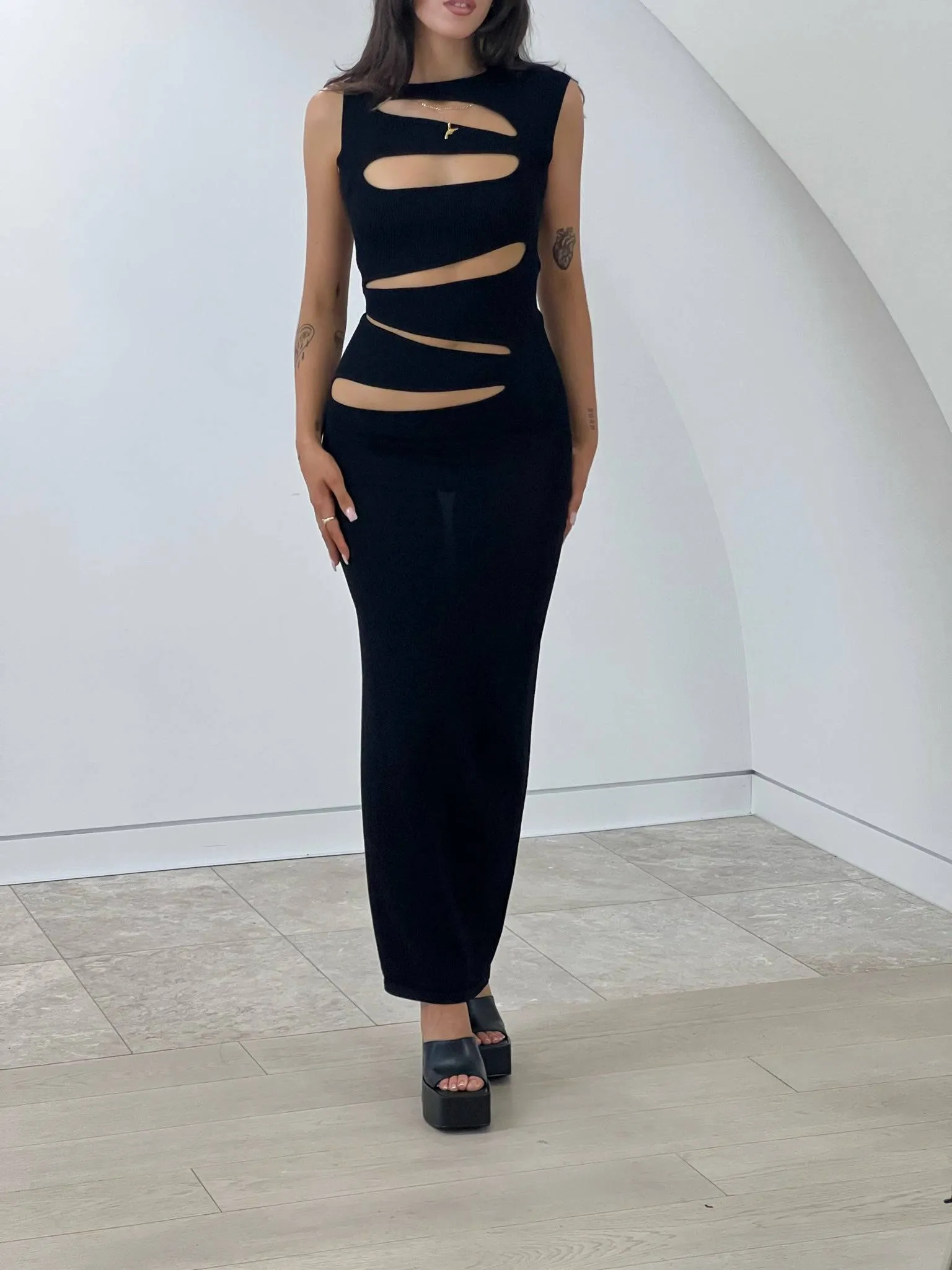 Christopher Esber - Slashed Knit Dress in Black