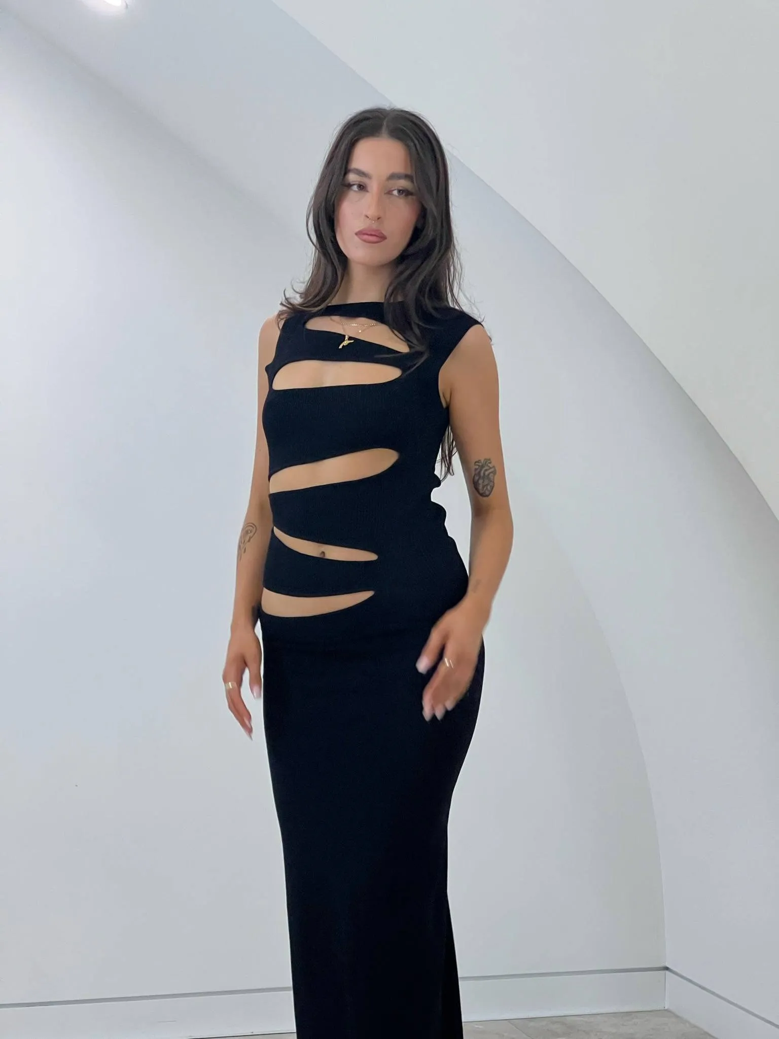 Christopher Esber - Slashed Knit Dress in Black