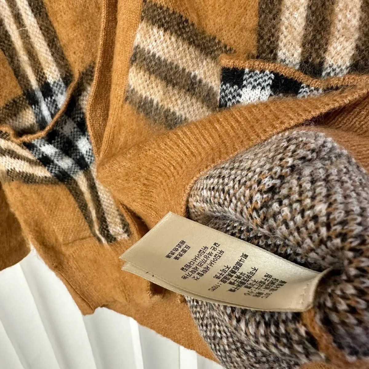 CLTH356 Check Mohair Wool Blend Cardigan / SizeS/M/L