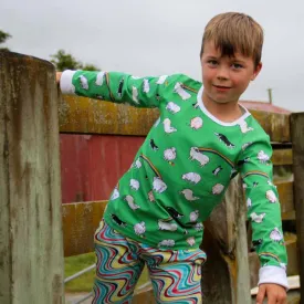 Coddi & Womple Long Sleeved T-shirt - Rainbow Sheep Green