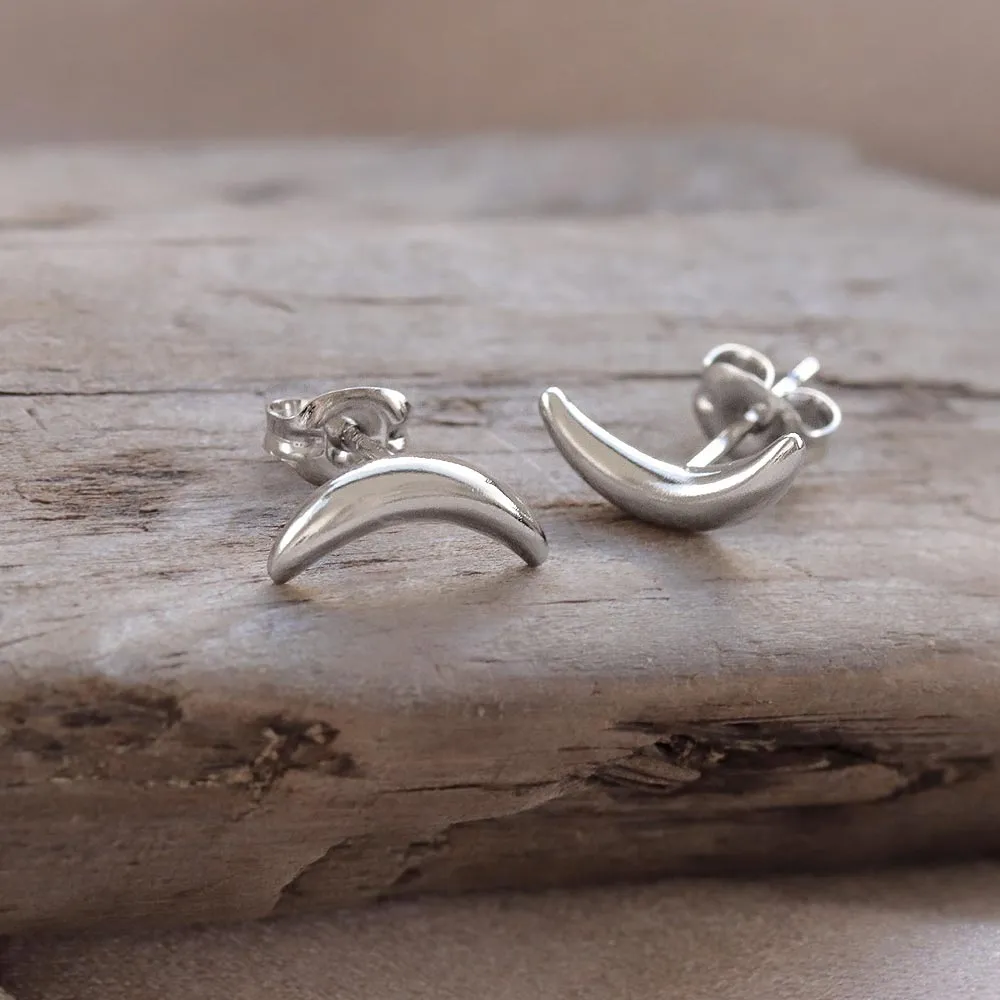 Crescent Moon Stud Earrings