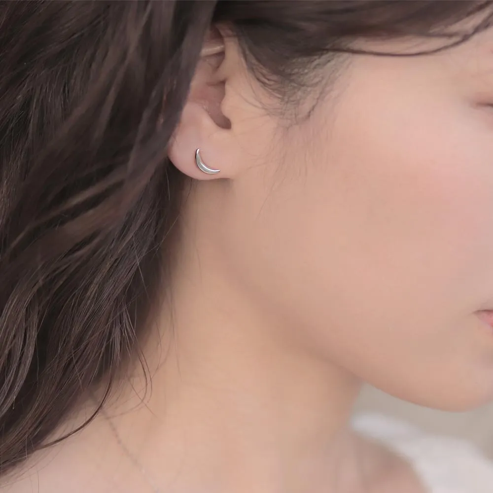 Crescent Moon Stud Earrings