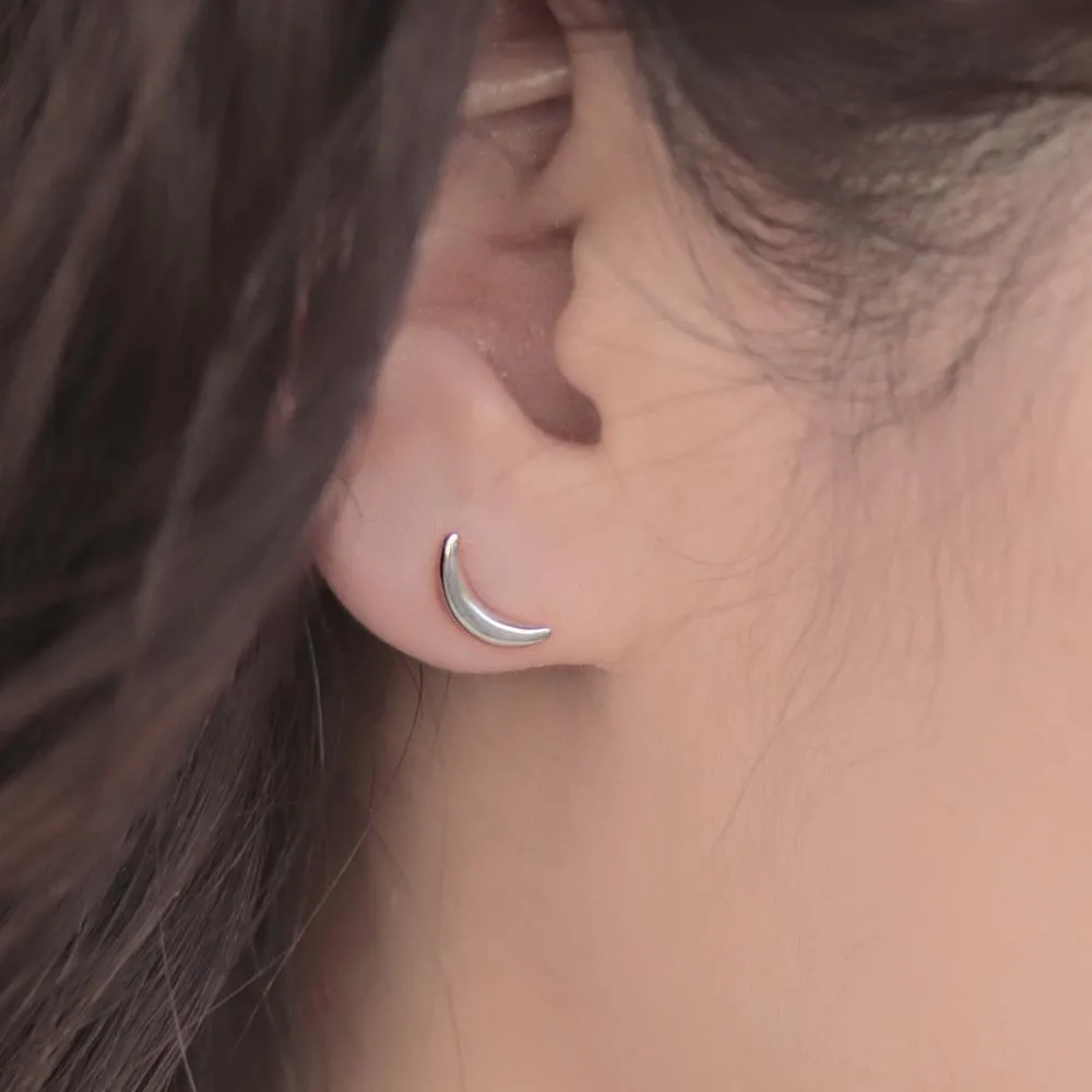 Crescent Moon Stud Earrings