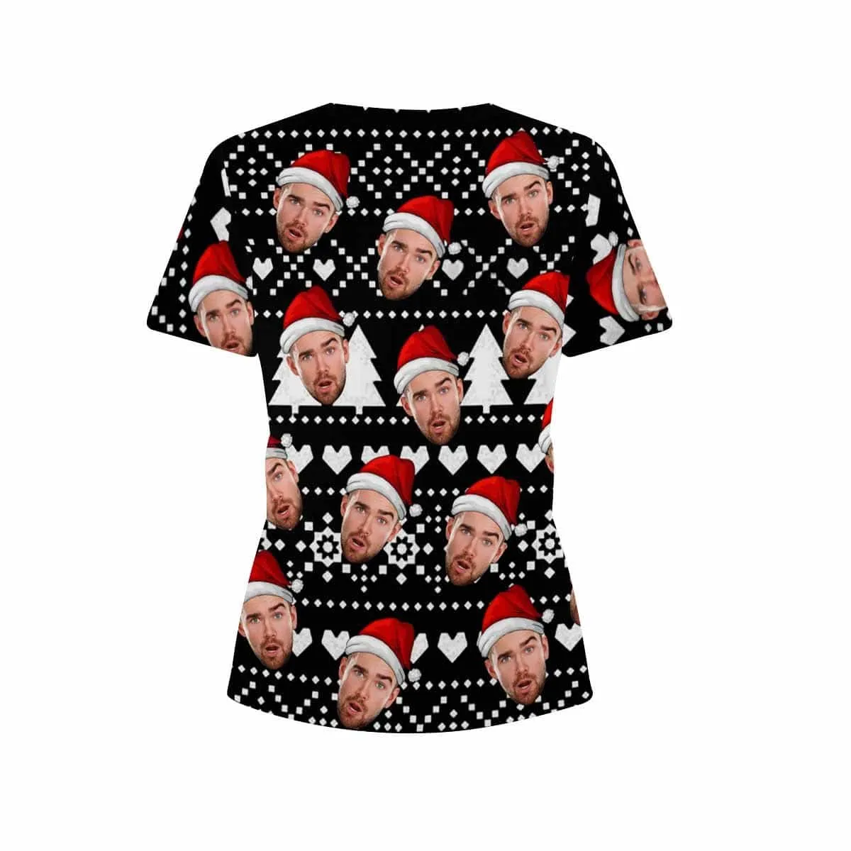 Custom Face Black Christmas Tree Women's T-shirt