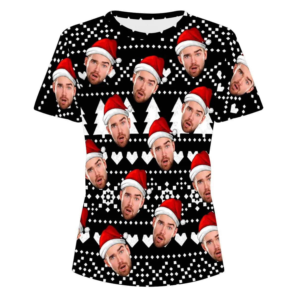 Custom Face Black Christmas Tree Women's T-shirt
