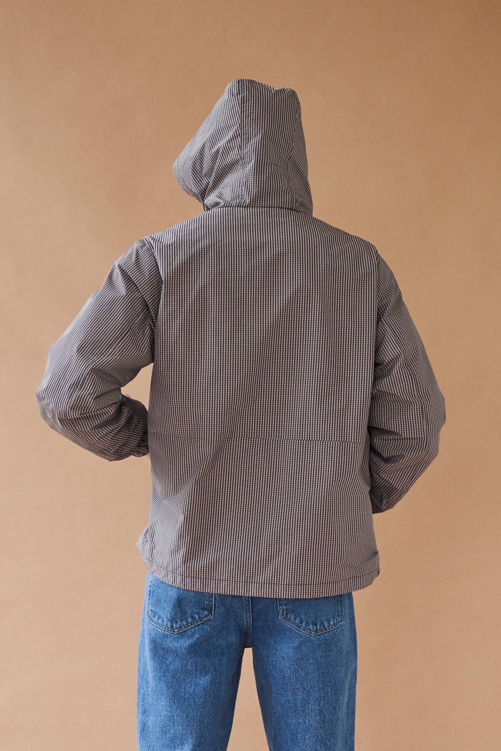 DIGBETH CHECK WIND JACKET - BEIGE & BLUE