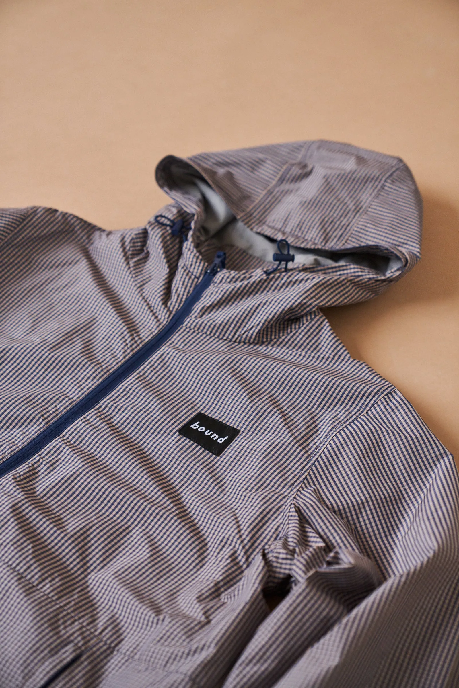 DIGBETH CHECK WIND JACKET - BEIGE & BLUE