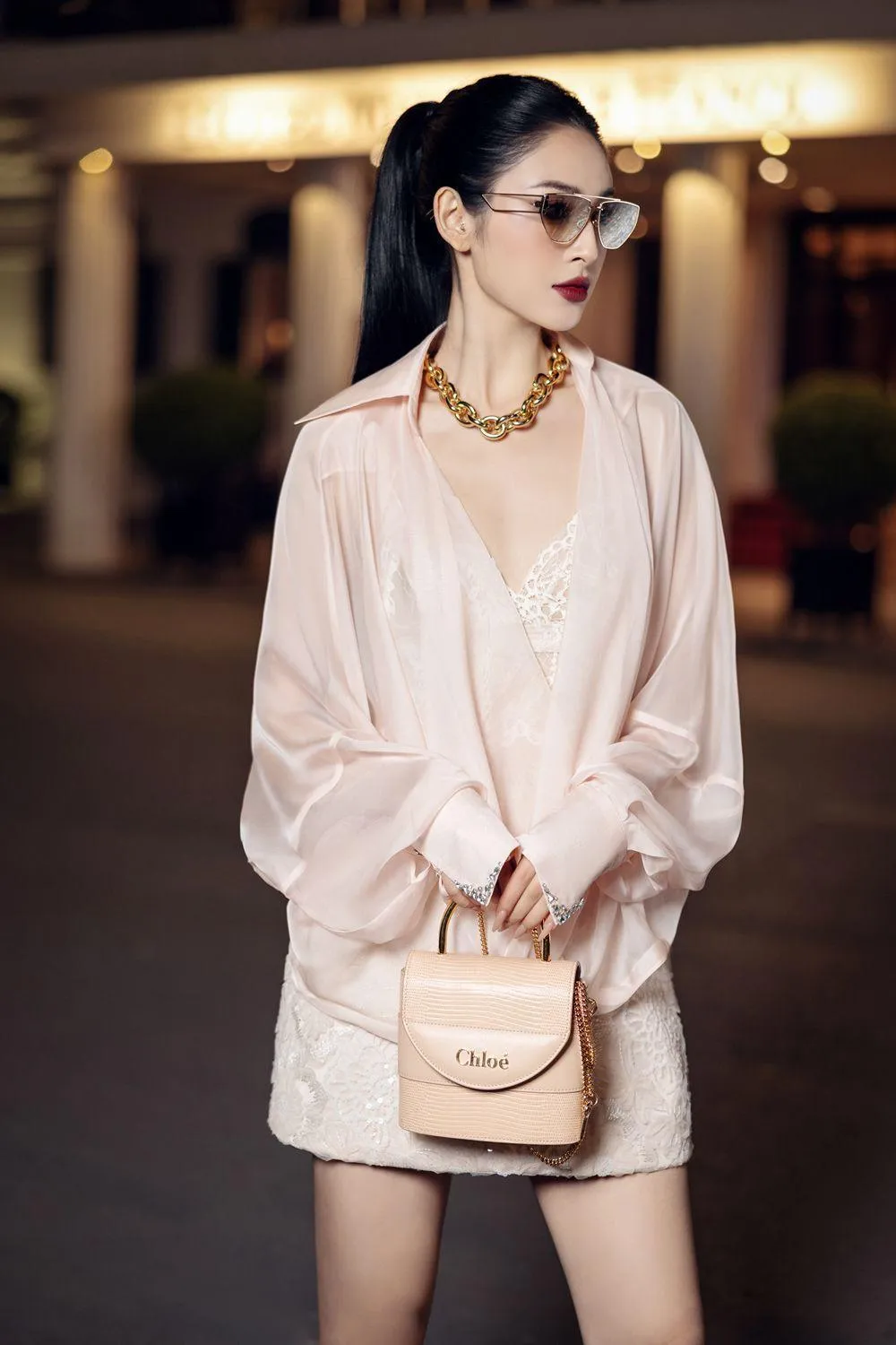 Edana Blouson Batwing Sleeved Silk Shirt