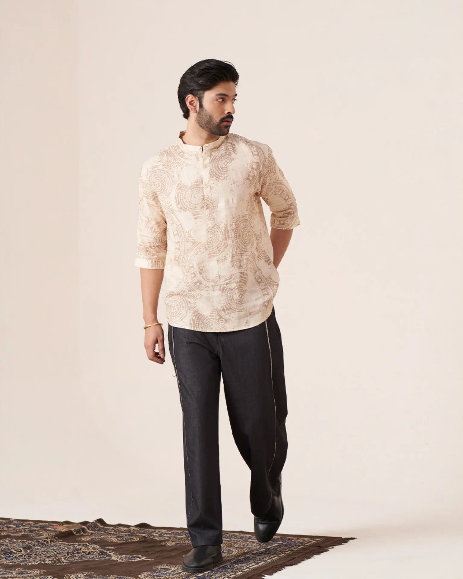 Eternal Whispers (Pure Linen 3/4 Sleeve Shirt)  AddysForMen