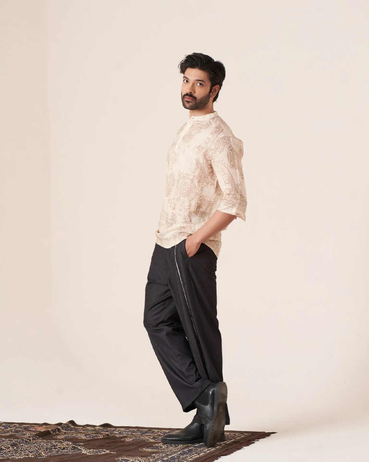 Eternal Whispers (Pure Linen 3/4 Sleeve Shirt)  AddysForMen