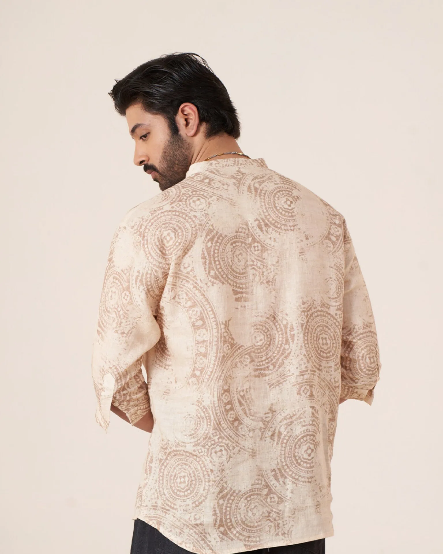 Eternal Whispers (Pure Linen 3/4 Sleeve Shirt)  AddysForMen