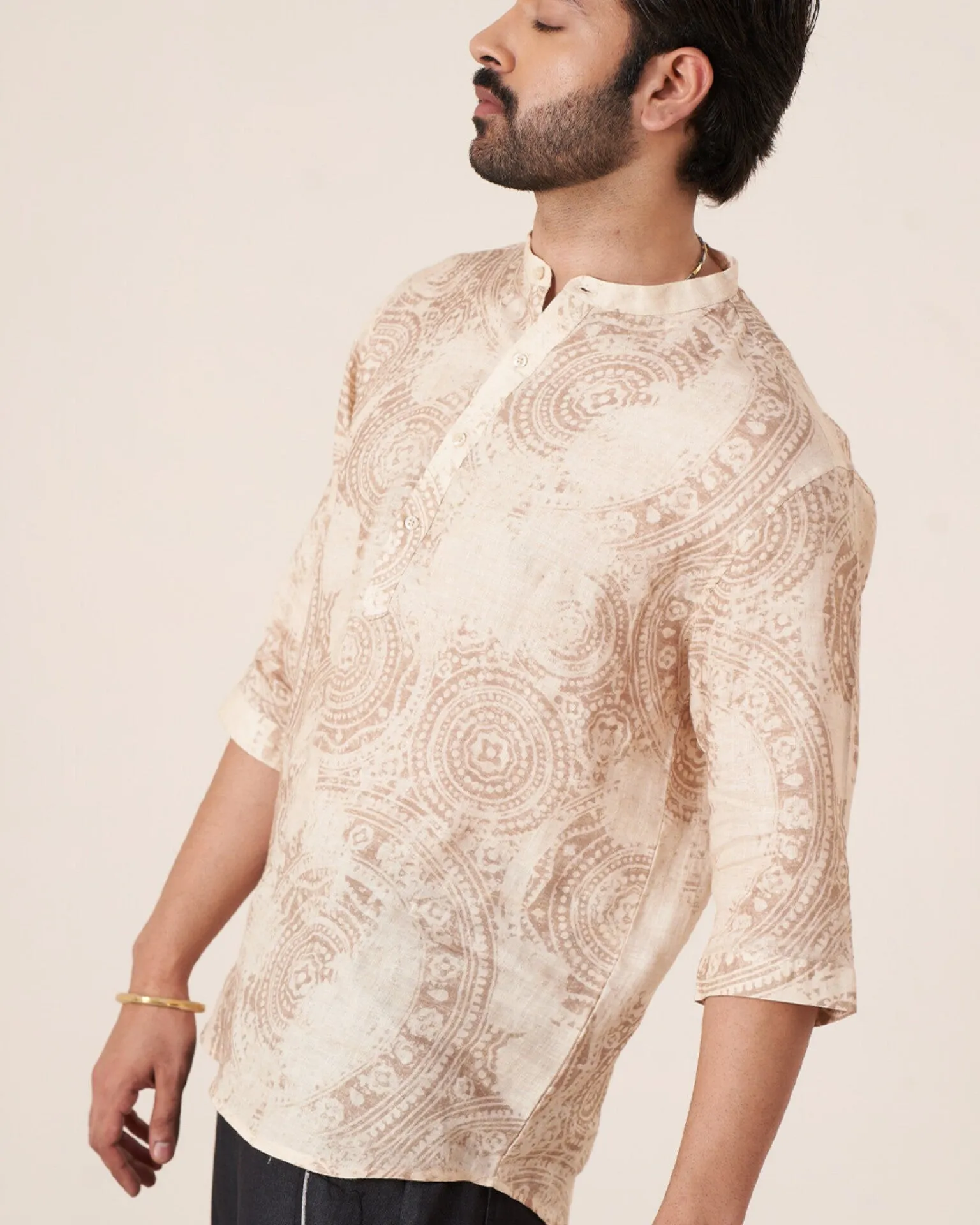 Eternal Whispers (Pure Linen 3/4 Sleeve Shirt)  AddysForMen