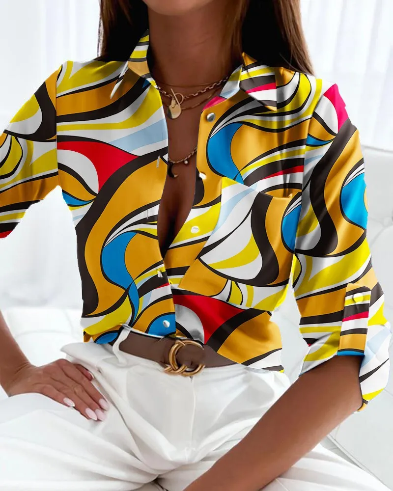Fashion Long Sleeved Print Shirt
