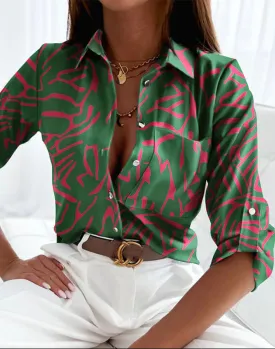 Fashion Long Sleeved Print Shirt