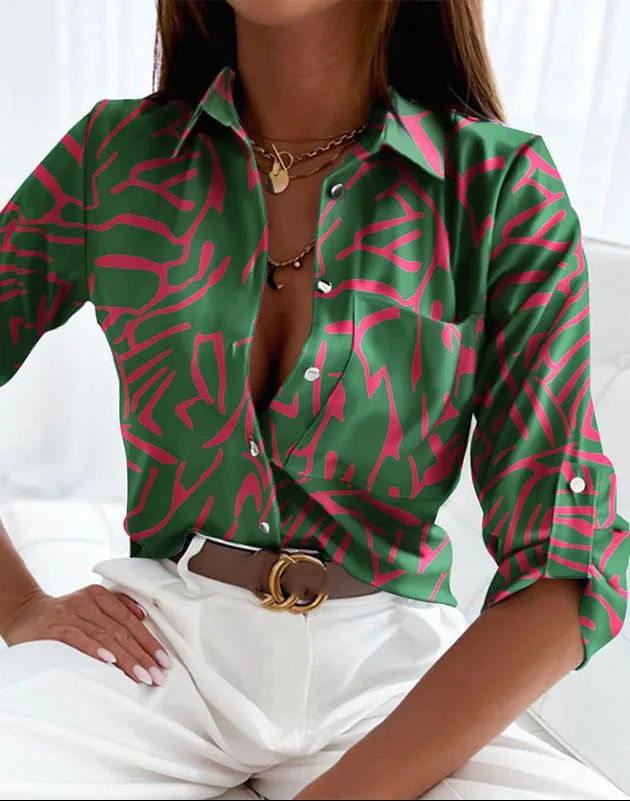 Fashion Long Sleeved Print Shirt