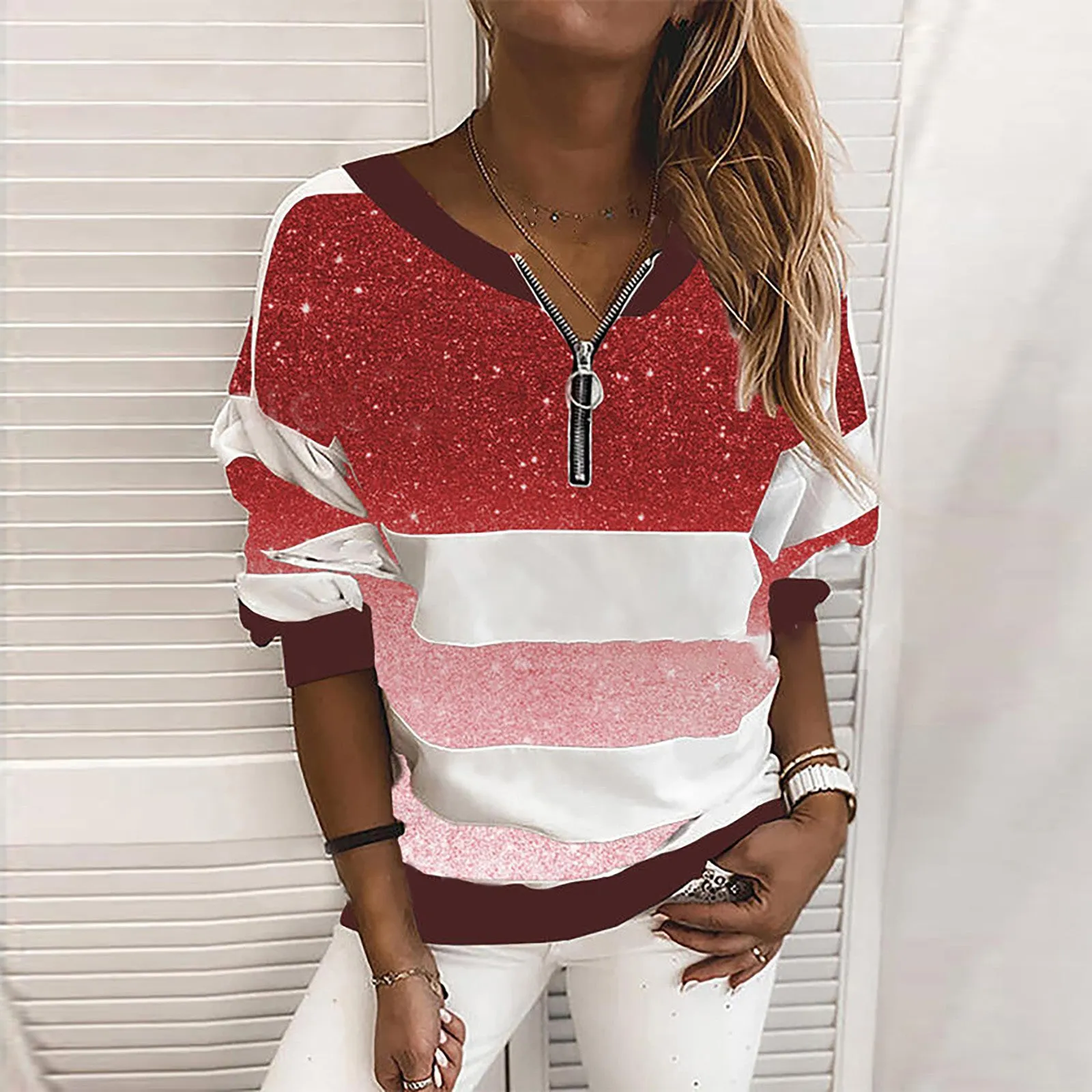 Fashion Striped Starry Sky Print Sweater