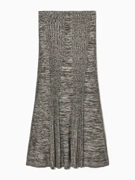 Flared ribbed-panel midi skirt