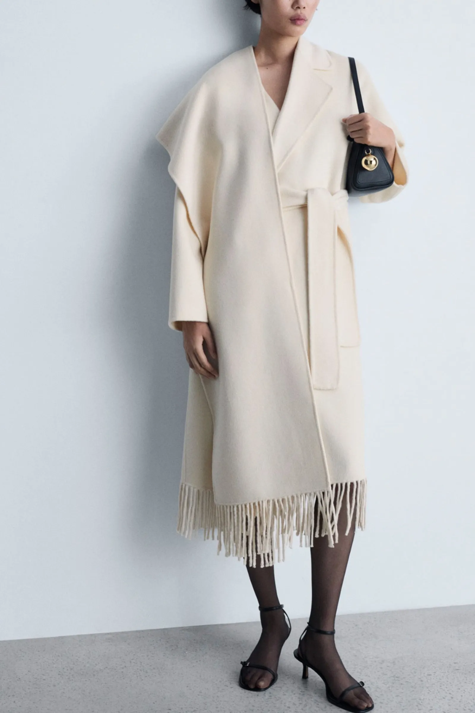 Fringe Wool-blend Coat