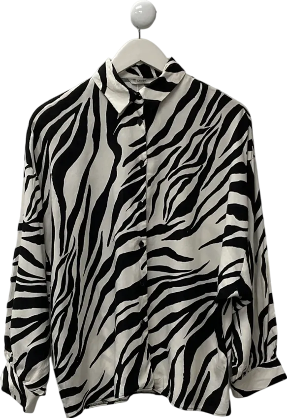 George White Zebra Print Long Sleeved Shirt UK 8