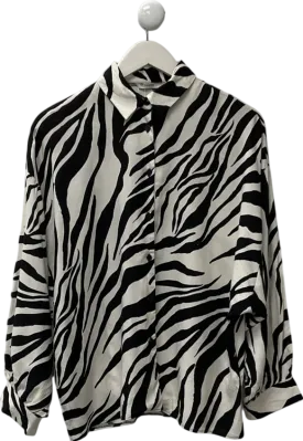 George White Zebra Print Long Sleeved Shirt UK 8