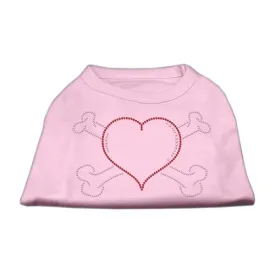 Heart and Crossbones Rhinestone Shirts Light Pink XL (16)