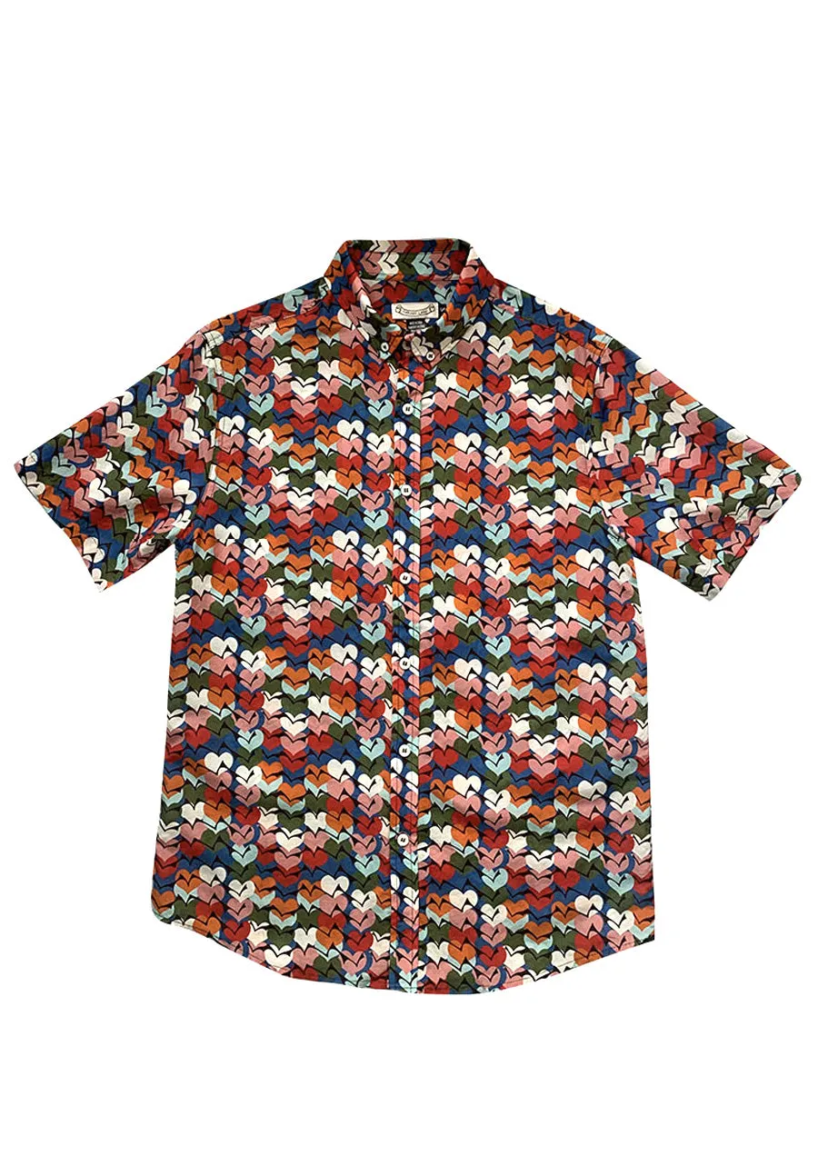 Heart Pattern Silk Blend Shirt