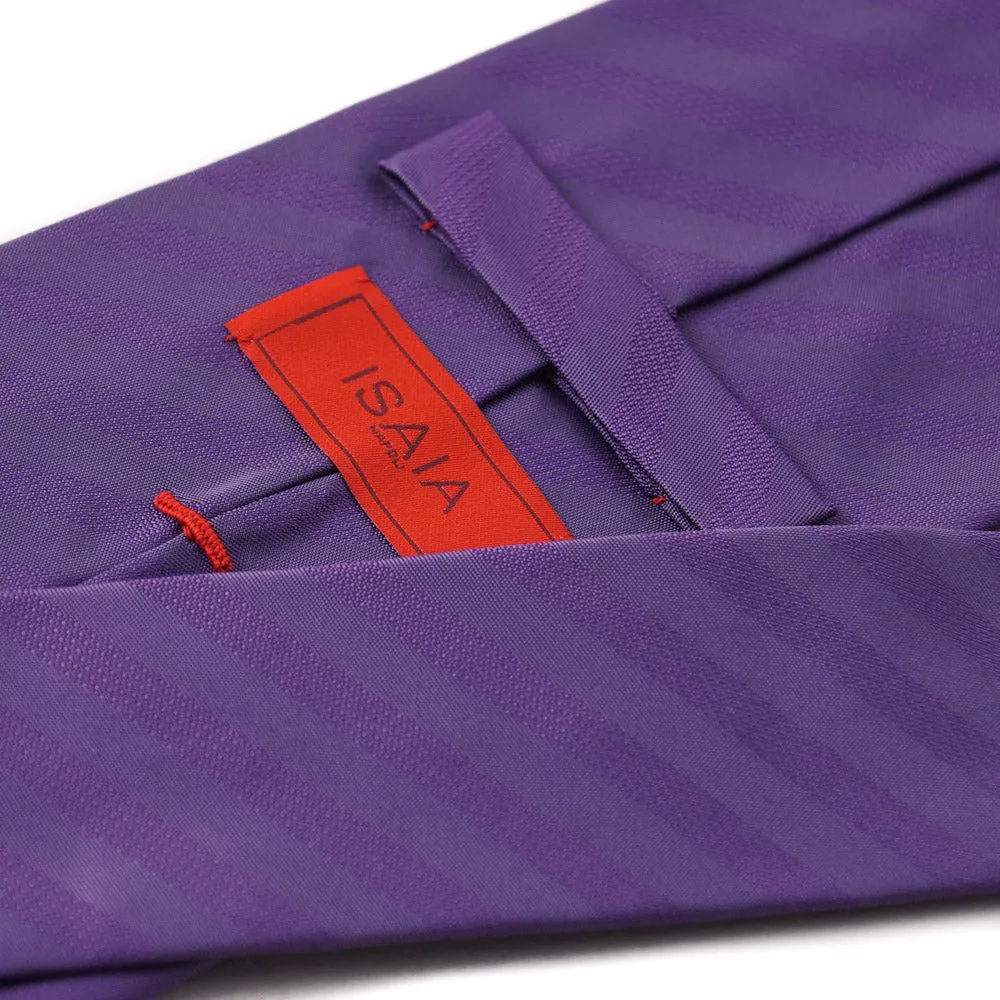 Isaia Purple Ribbon Striped Silk Tie