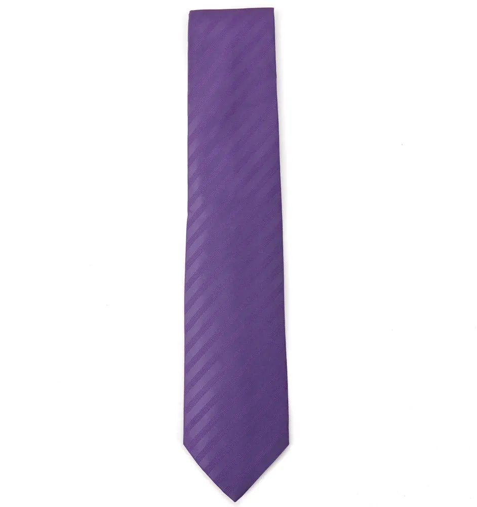 Isaia Purple Ribbon Striped Silk Tie