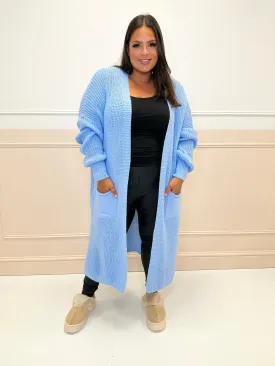Juliet curve blue knit balloon sleeve cardigan
