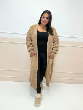 Juliet curve camel knit balloon sleeve cardigan