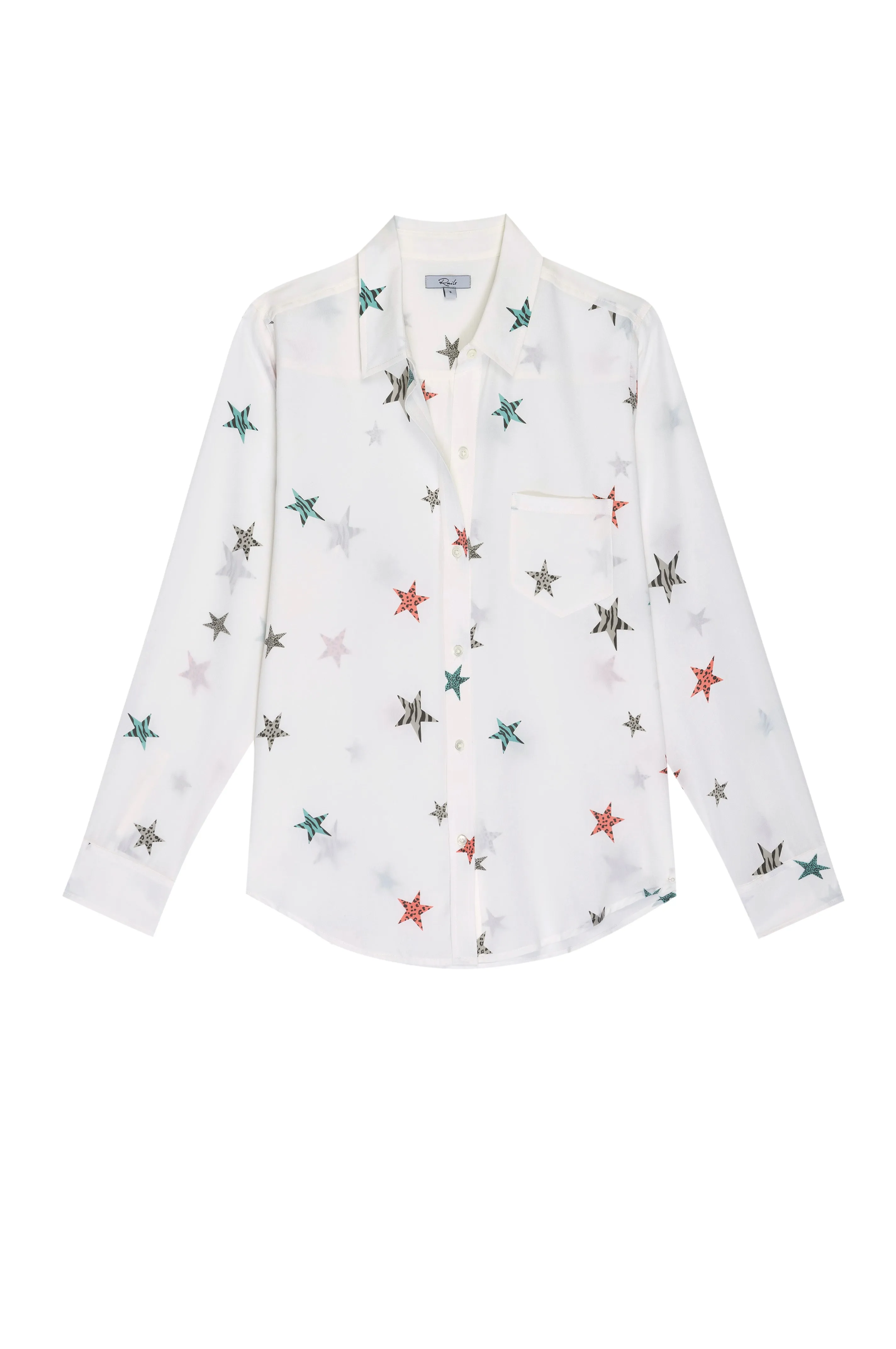 KATE SHIRT - SILK WHITE MULTI ANIMAL STARS