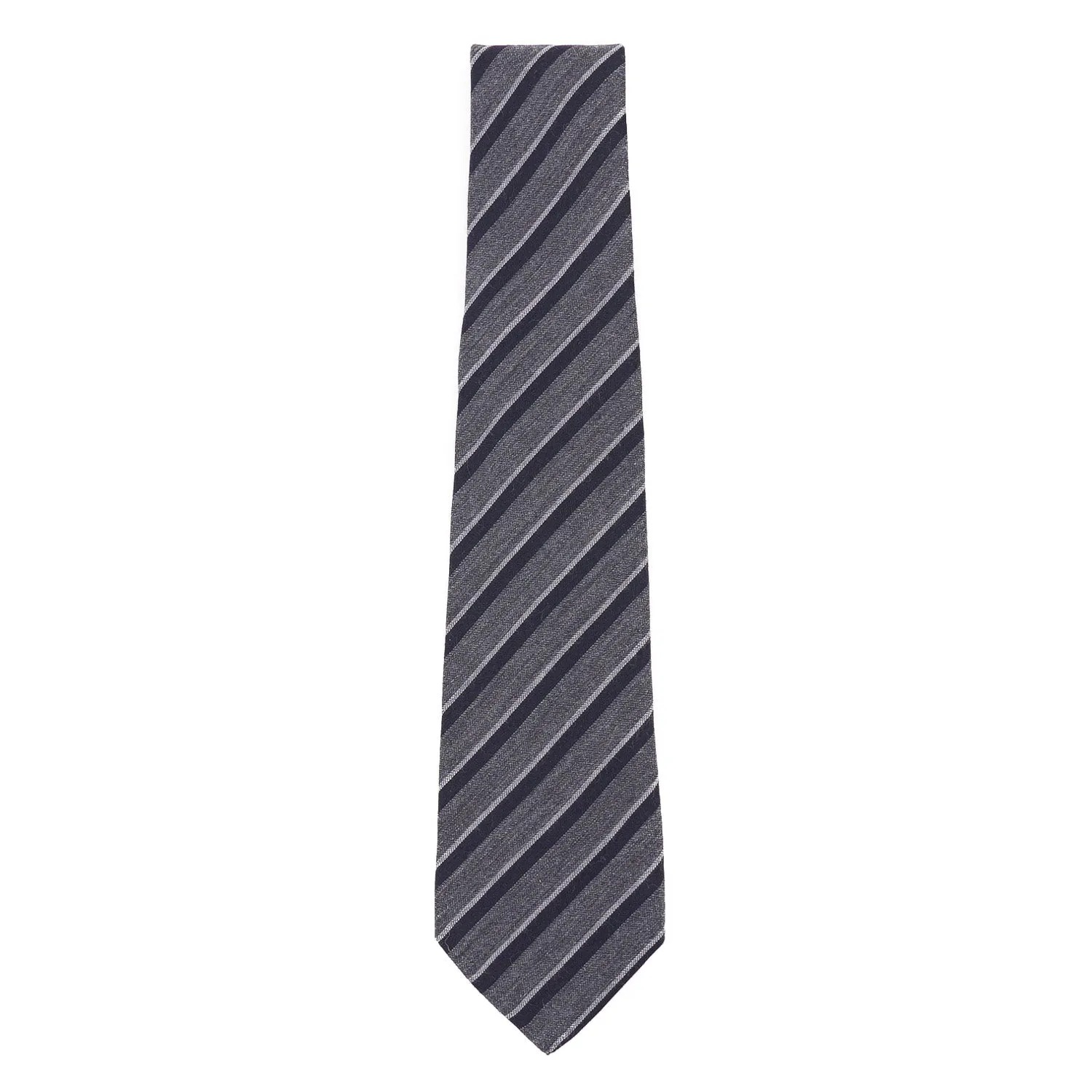 Kiton Striped Wool and Silk Necktie