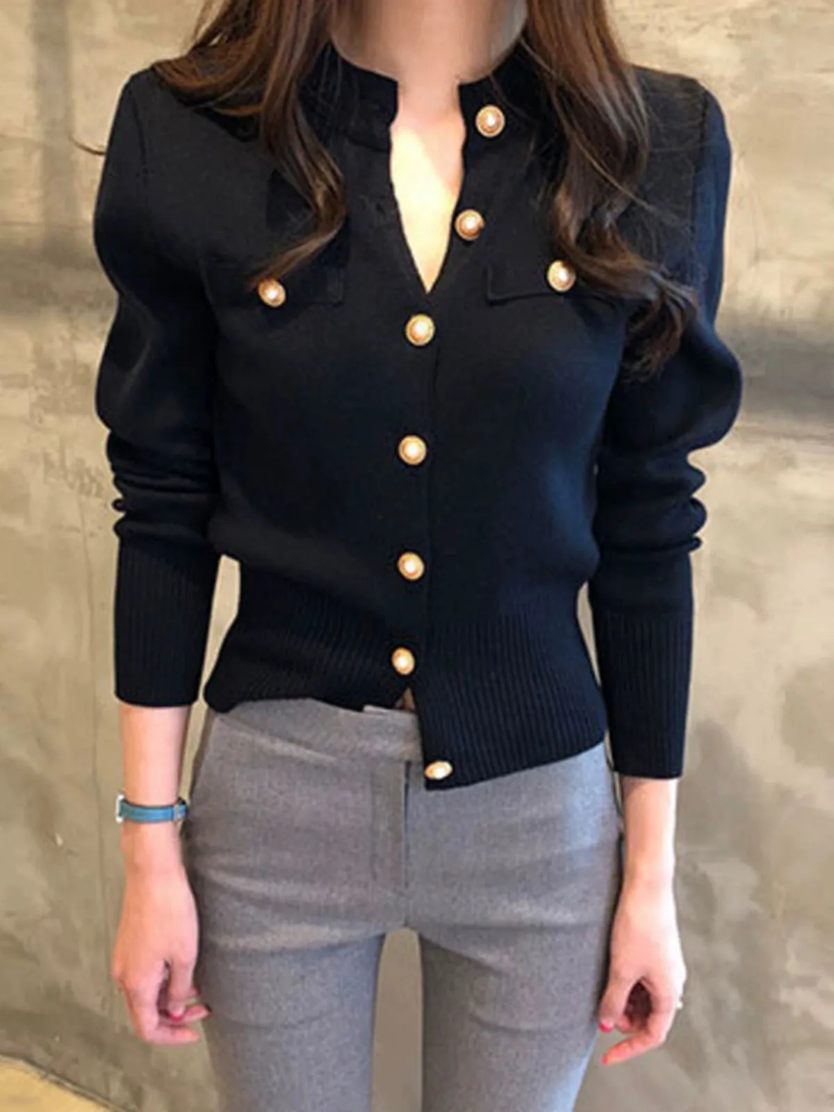 Knitted Long-sleeved Cardigan