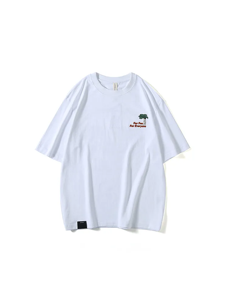 Loose Embroidery Print Men'S T-Shirts