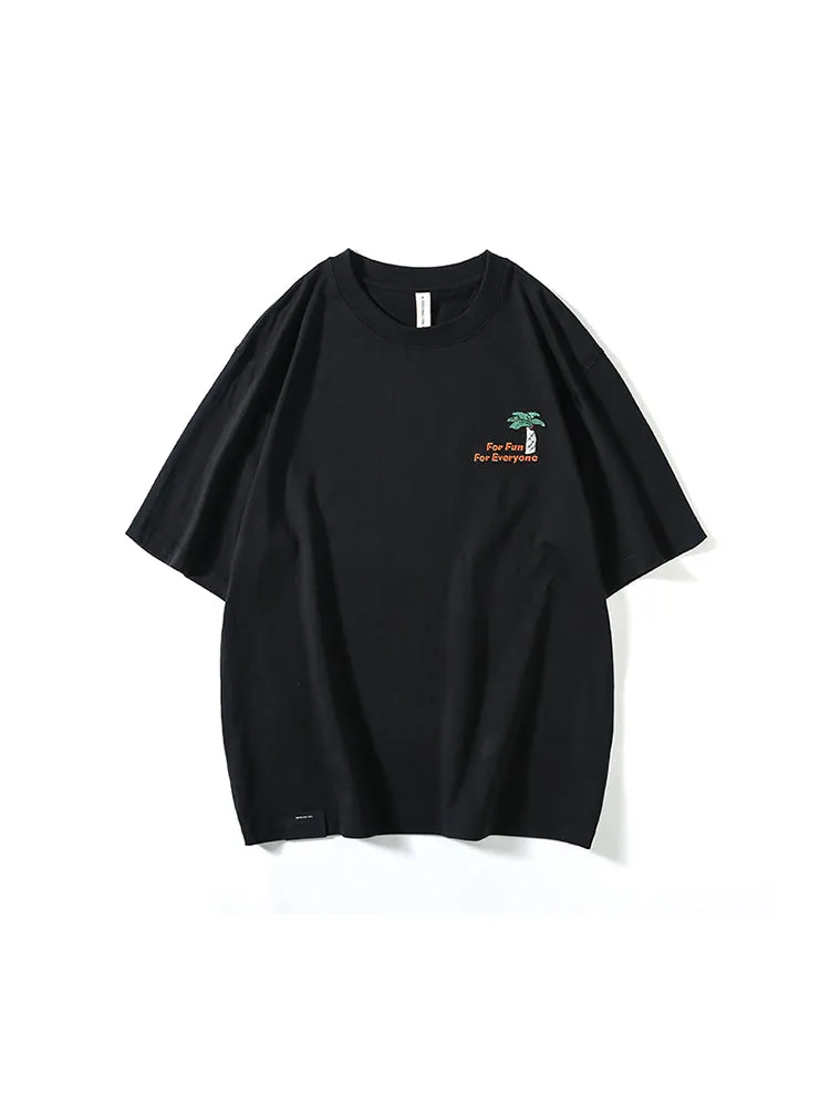 Loose Embroidery Print Men'S T-Shirts