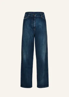 Loose leg denim pants in vintage blue