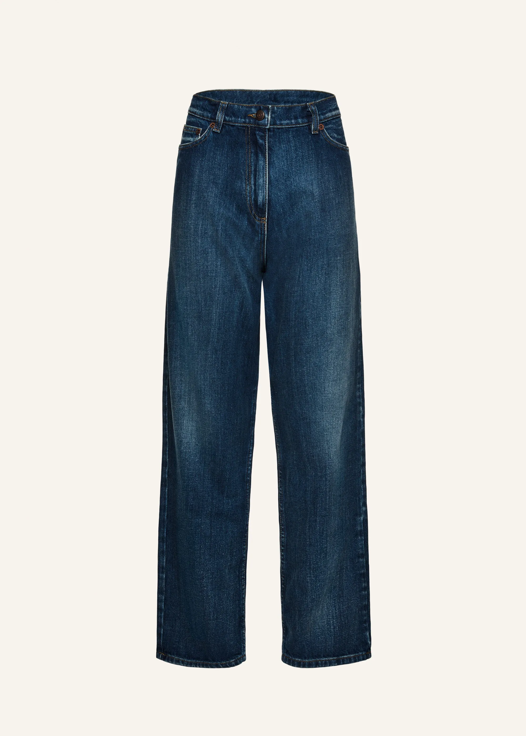 Loose leg denim pants in vintage blue