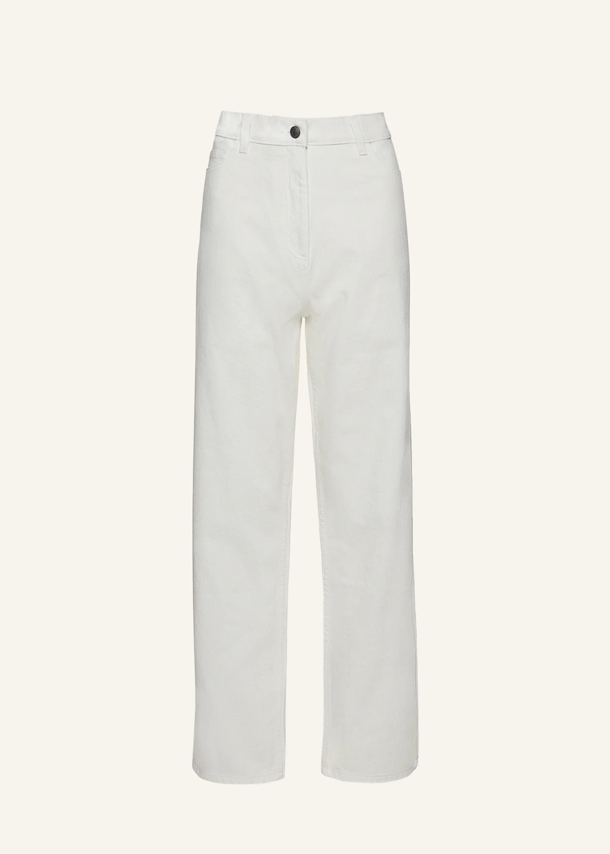 Loose leg denim pants in white