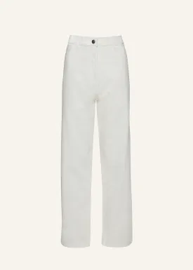 Loose leg denim pants in white