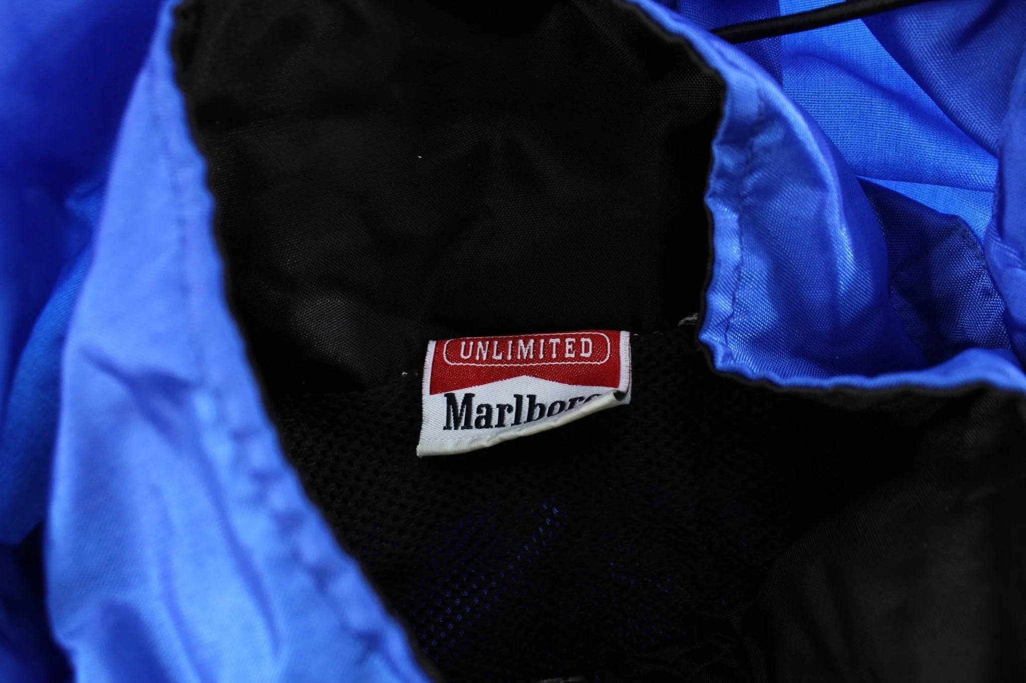 Marlboro Logo Patch Black & Blue Zip Up Jacket